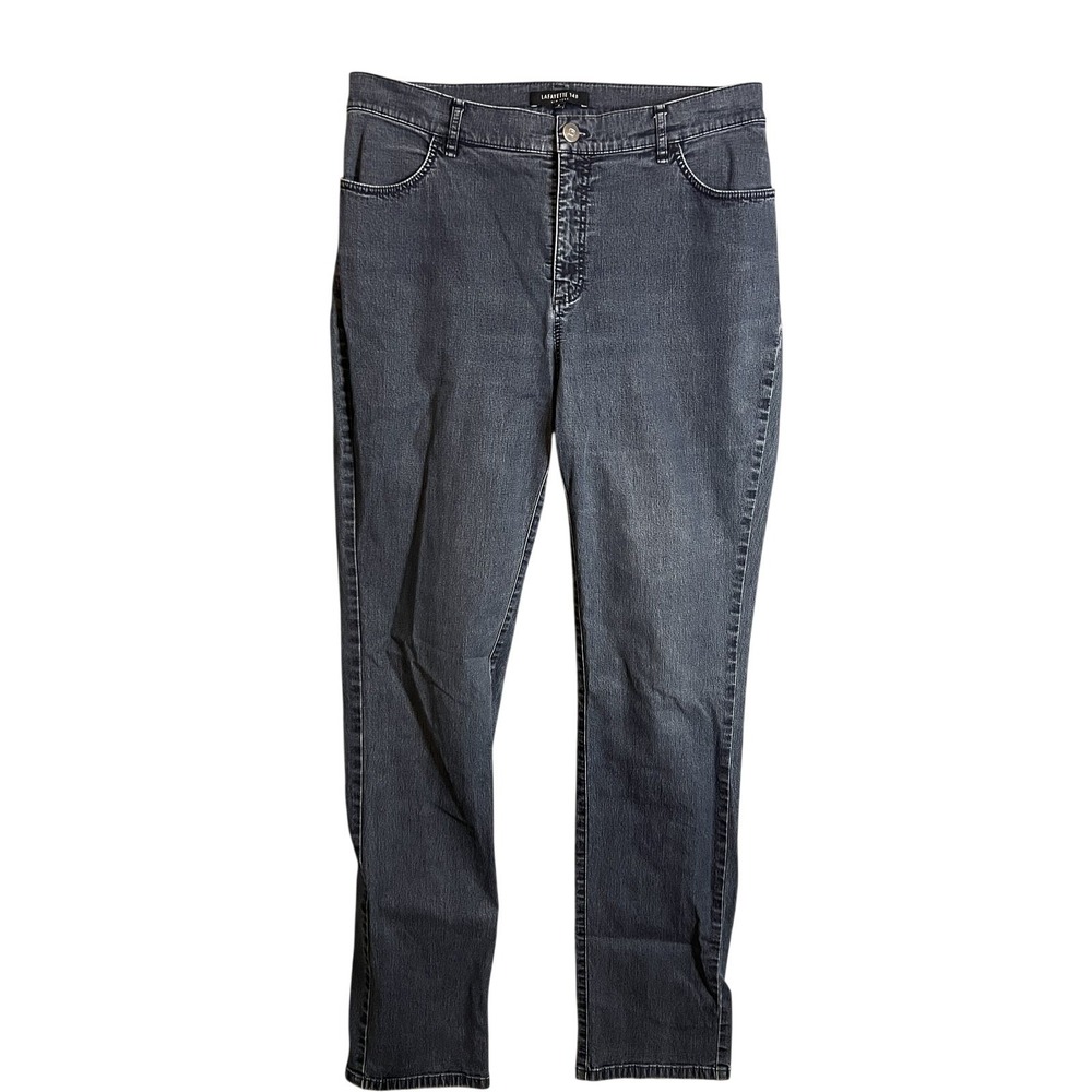 Lafayette 148 New York Women's Gray Denim Jeans‎ Size 8 Straight Leg High Rise